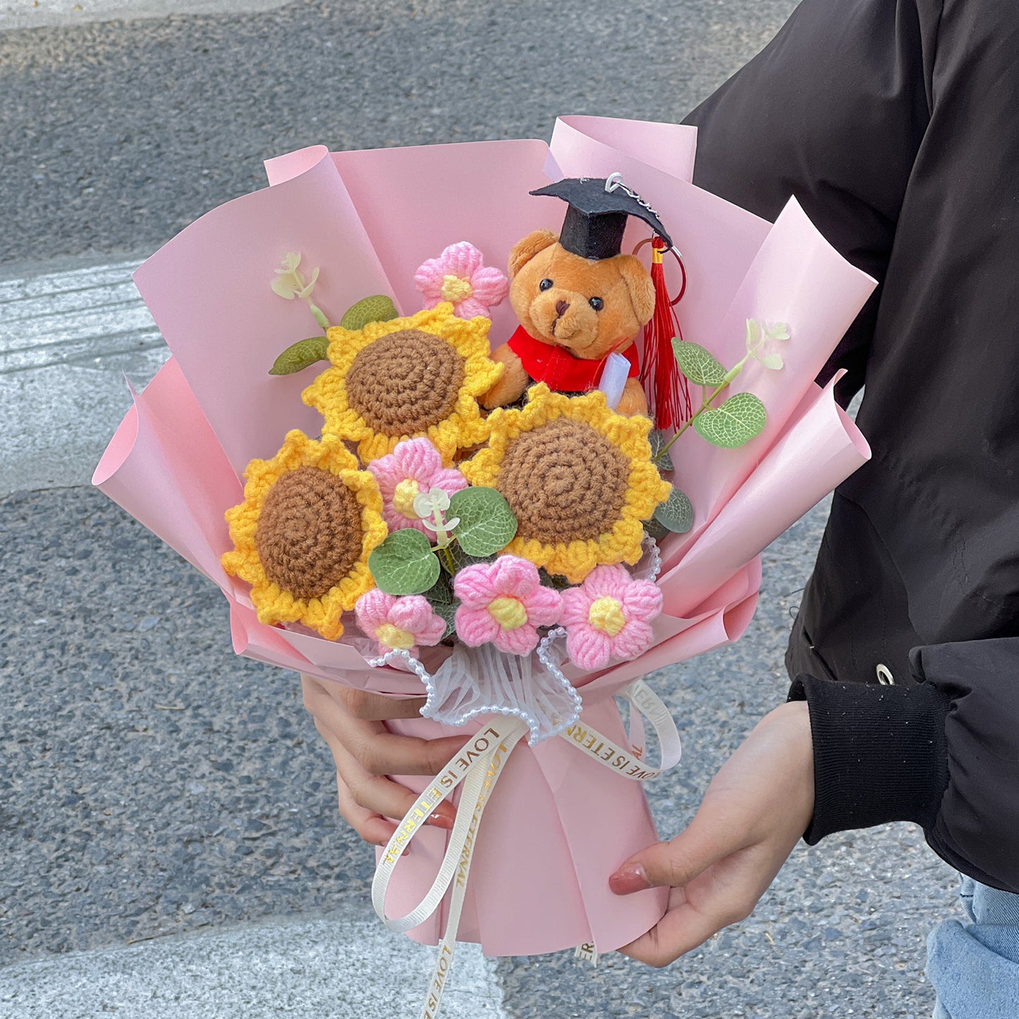 Teddy Bear Graduation Gift  Knitted Bouquet