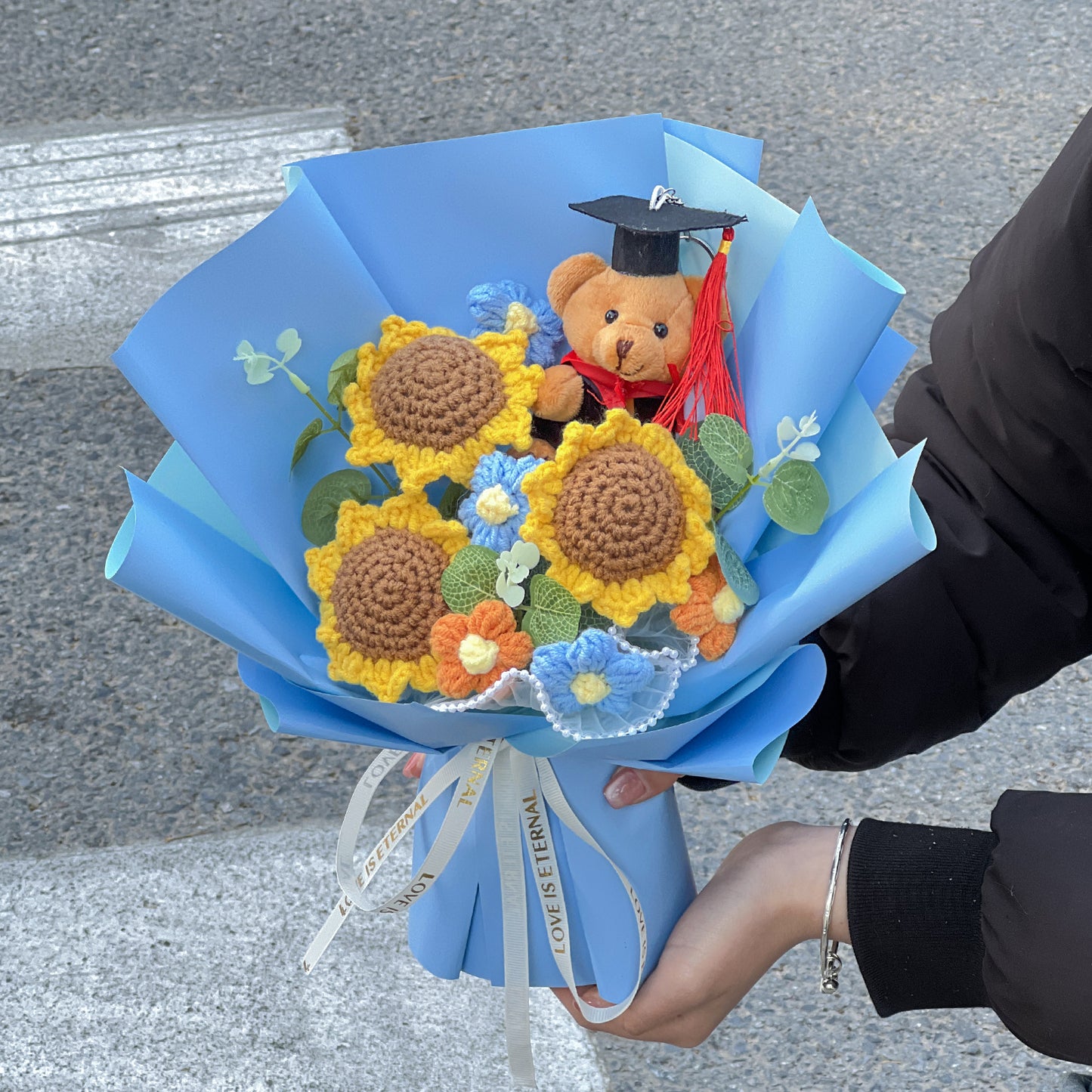 Teddy Bear Graduation Gift  Knitted Bouquet