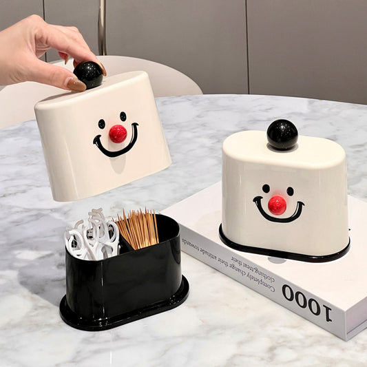 Smiley Toothpick and Cotton Swab Storage Box