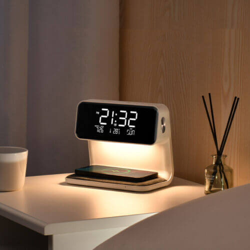 3 In 1 Lamp Wireless Charging LCD Screen Alarm Clock Wireless