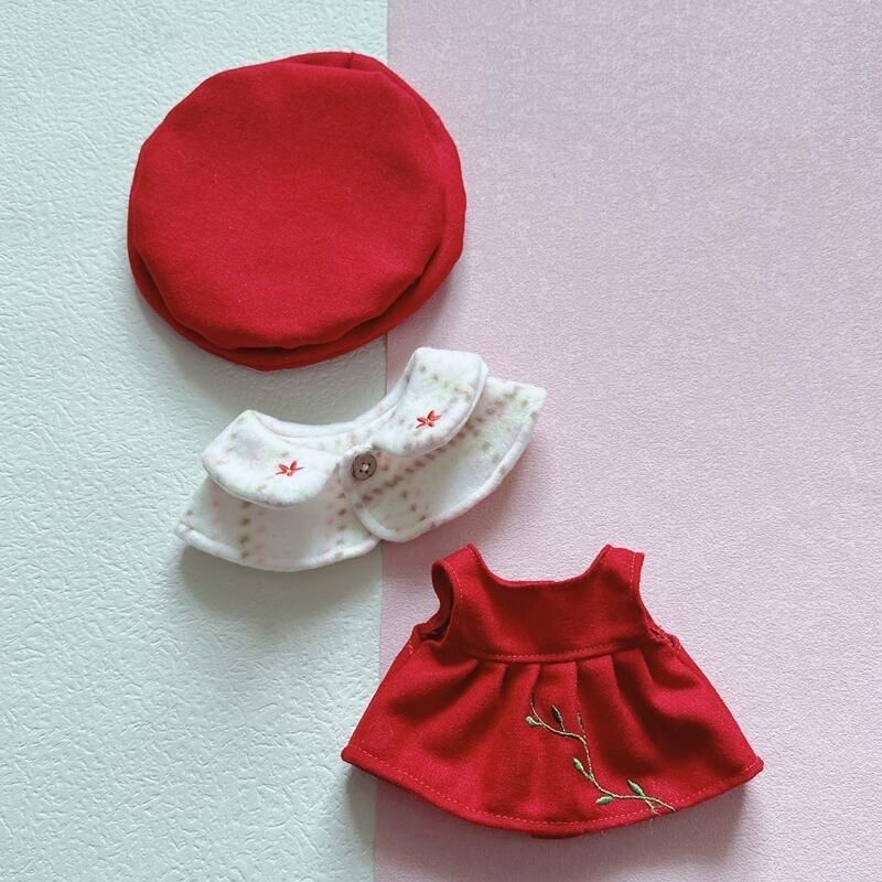 20cm Cotton Doll-Festive Red Branch Dress