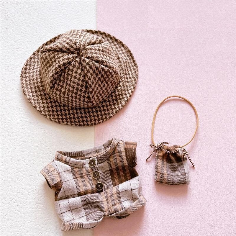 20cm Cotton Doll-Vintage Plaid Set