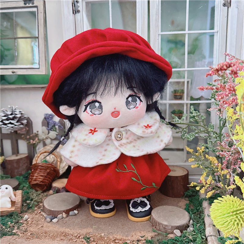 20cm Cotton Doll-Festive Red Branch Dress