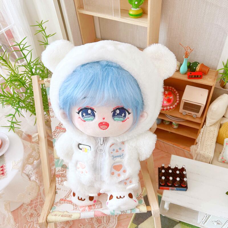 20cm Cotton Doll-White Teddy Brown Puppy Pink Bunny Coat And Trousers