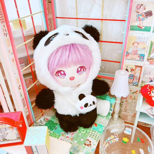 20cm Cotton Doll-Cute Panda Onesie Black & White Set