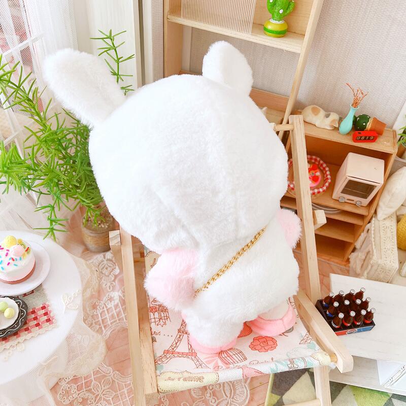 20cm Cotton Doll-White Teddy Brown Puppy Pink Bunny Coat And Trousers