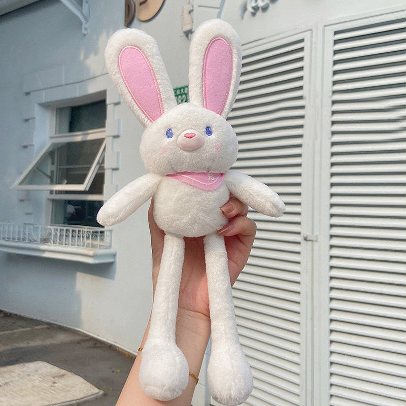 Pulling ears rabbit plush toy jumping rabbit fabric accompanying doll