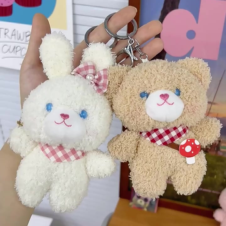 Cute Plush  Bear Rabbit  Keychain Schoolbag Pendant